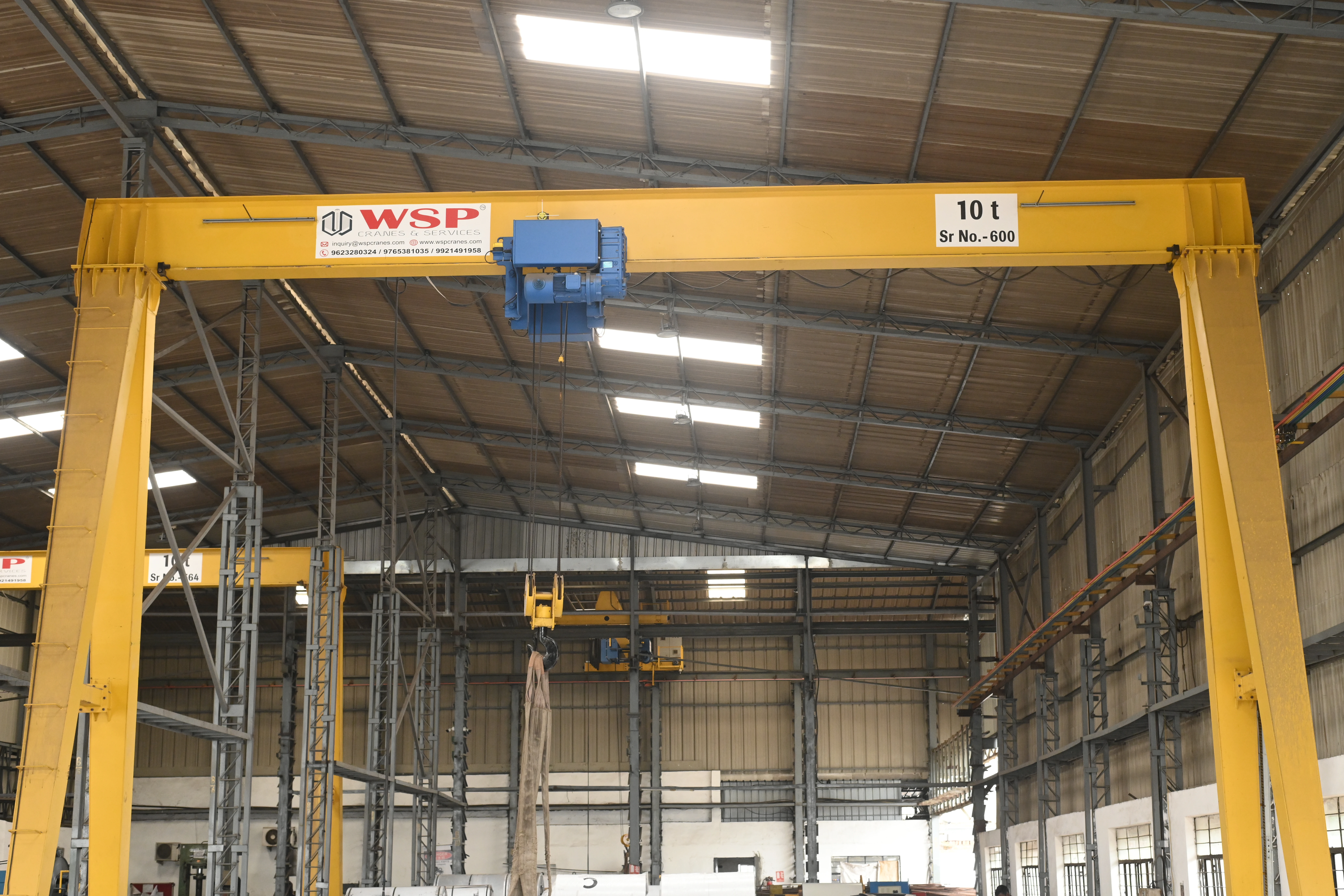 Rail mounted single girder goliath crane for industrial yards